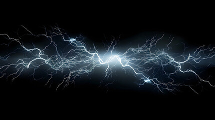 Flash of lightning on dark background. Thunderstorm lightning isolated 