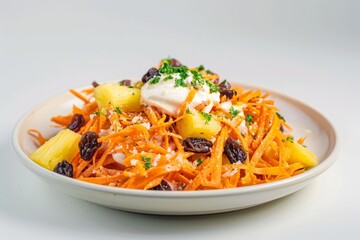 Fresh Barefoot Carrot Salad with Creamy Dressing and Sweet Raisins