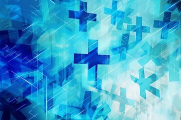 Simplified Abstract Blue Medical Crosses