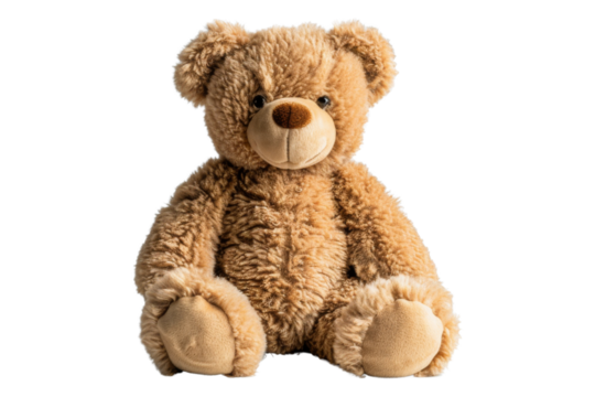 Brown teddy bear sitting with black background
