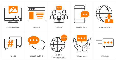 A set of 10 mix icons as social, website, social