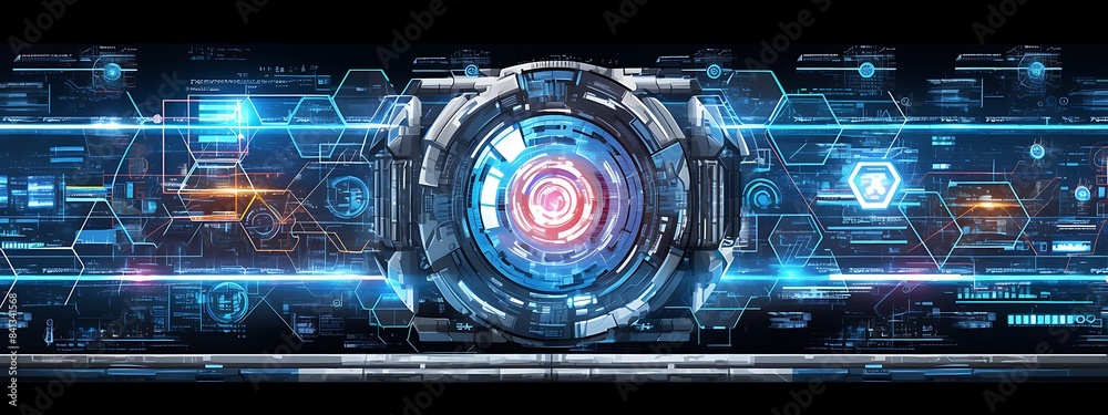 Aufkleber Abstract background with hexagons and digital connections on white background vector illustration