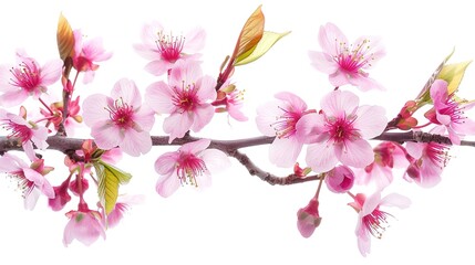 Obraz premium Pink Cherry Blossom Isolated o White Background