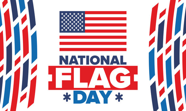 National Flag Day in United States. American flag day. Holiday celebrated annual June 14 in USA. Patriotic style design. Poster, greeting card, banner and background. Vector illustration