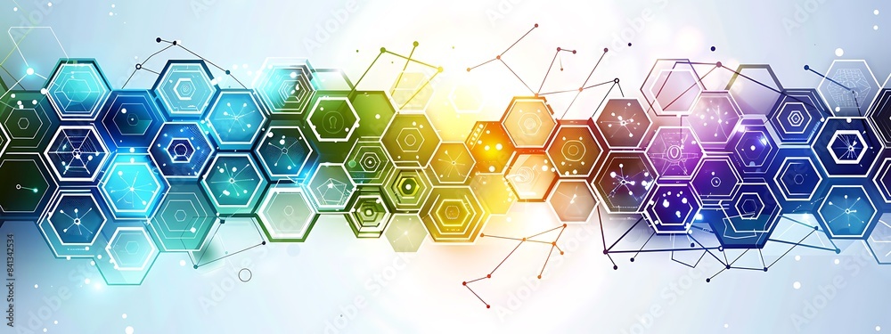 Aufkleber Abstract background with hexagons and digital connections on white background vector illustration