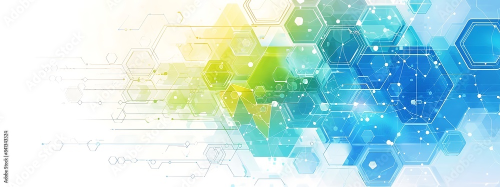 Aufkleber Abstract background with hexagons and digital connections on white background vector illustration