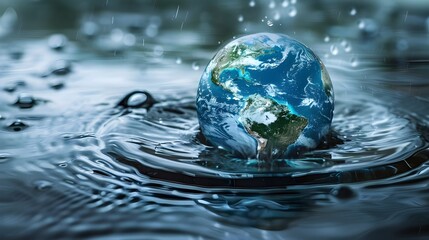 Saving water and world environmental protection concept. Eearth, globe, ecology, nature, planet concepts