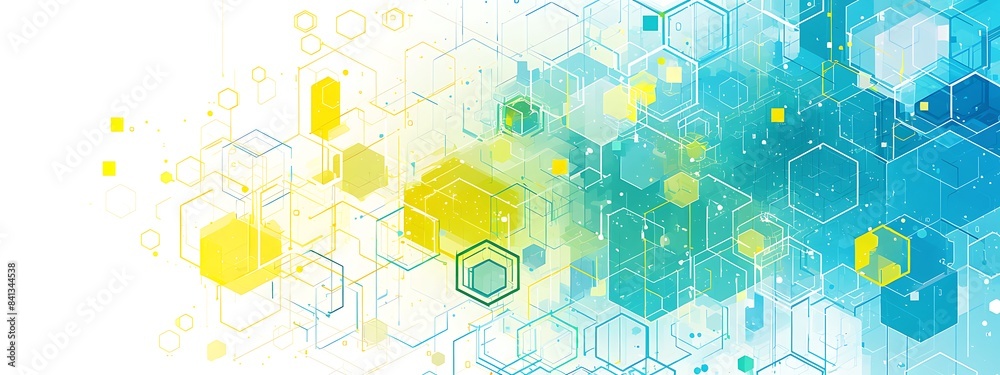 Poster Abstract background with hexagons and digital connections on white background vector illustration