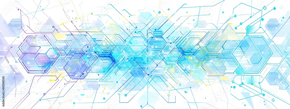 Aufkleber Abstract background with hexagons and digital connections on white background vector illustration