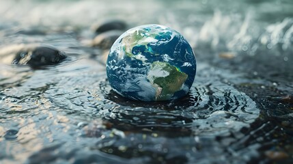 Saving water and world environmental protection concept. Eearth, globe, ecology, nature, planet concepts