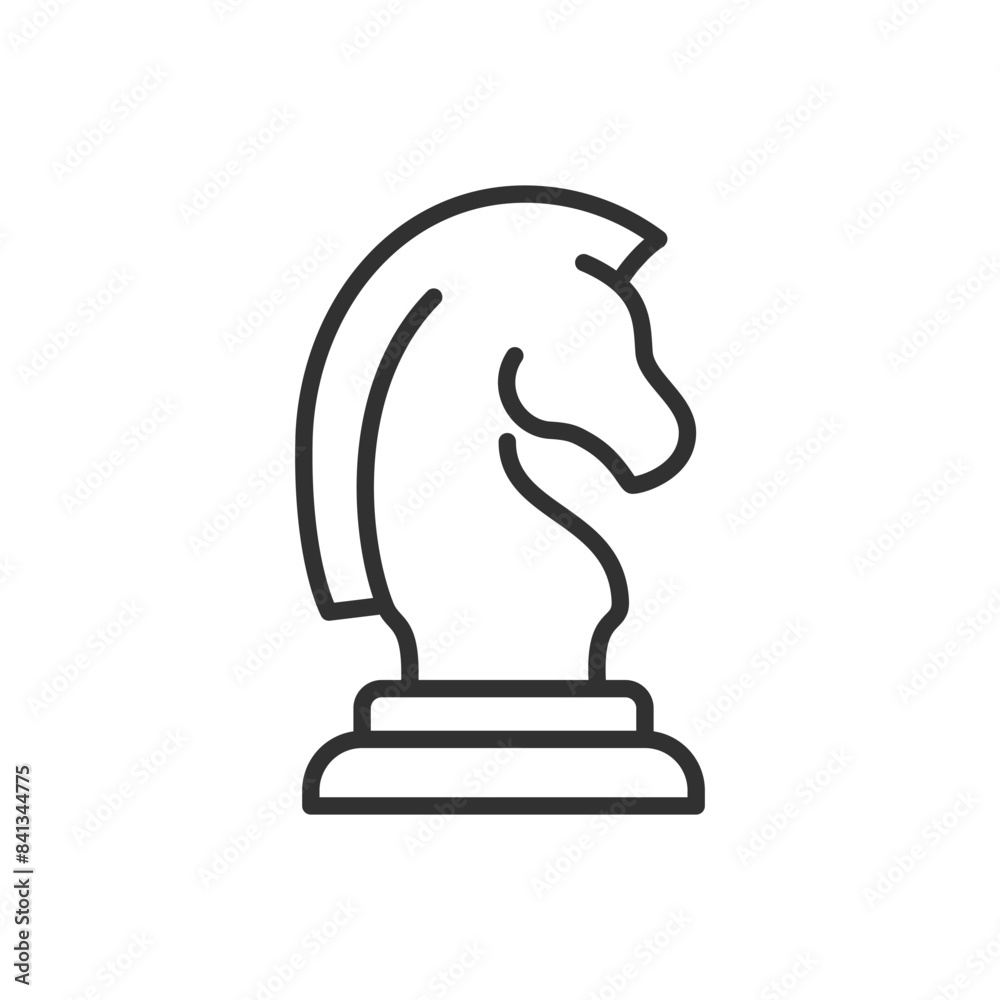 Wall mural Knight chess piece, linear icon. Line with editable stroke