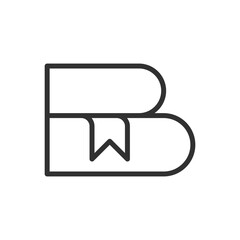 Bookmark in the letter B, linear icon. Book. Line with editable stroke