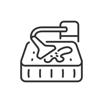 recommend clip art: Cleaning a mattress, linear icon. Washing hoover and mattress. Line with editable stroke
