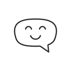 Speech bubble with a smile, linear icon. Line with editable stroke