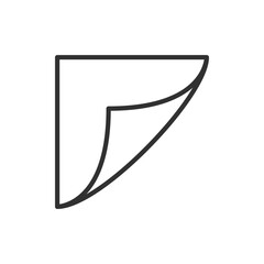 A piece of paper with a folded edge, linear icon. Line with editable stroke