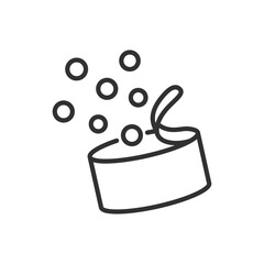 Canned peas, linear icon. Canned vegetable with round shape. Line with editable stroke