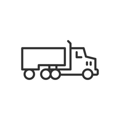 Truck with trailer, linear icon. Trucking. Line with editable stroke