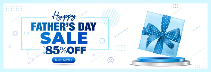 Father's Day. Podium show cash stage with sale shopping offer banner design.