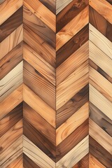 A pattern of wooden chevron planks, with each piece displaying different wood tones and textures for an organic feel