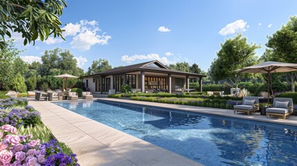 Bauhaus inspired modernist villa  clean lines, minimalist interiors, functional design