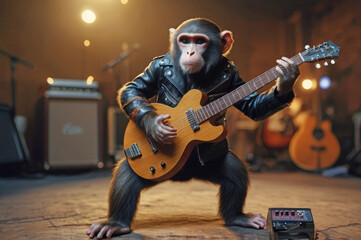 Obraz premium Fantasy image of Monkey Playing Guitar