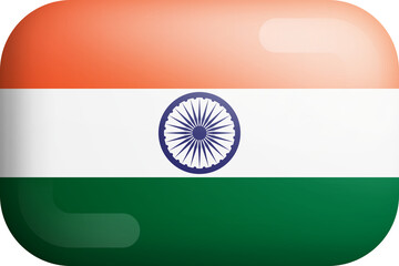 Obraz premium India Official National Flag 3D Rounded Glossy Icon Isolate Design Element