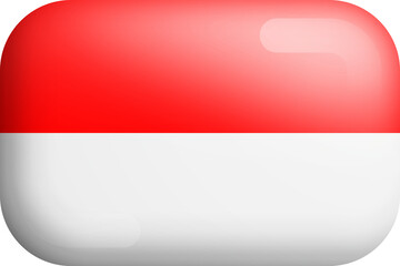 Indonesia Official National Flag 3D Rounded Glossy Icon Isolate Design Element