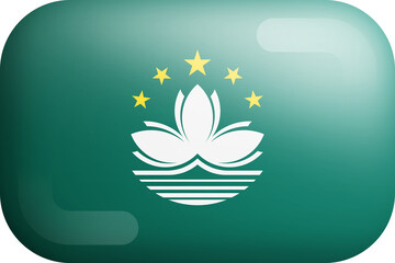 Macau Official National Flag 3D Rounded Glossy Icon Isolate Design Element