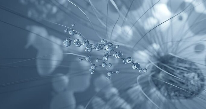 Thioridazine rotating molecular 3d structure ball-and-stick model, looped video typical antipsychotic