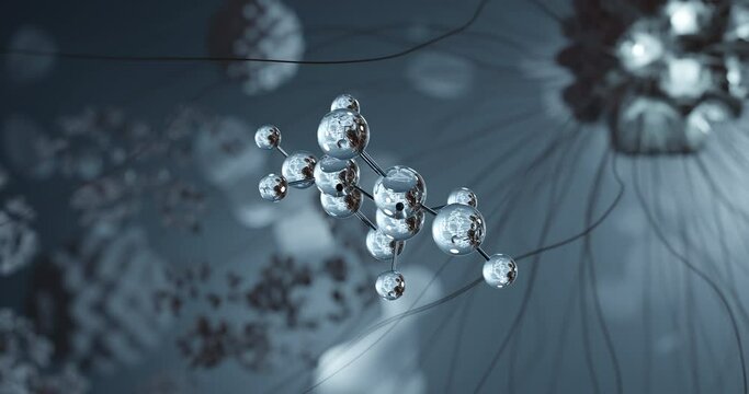 Succinic acid rotating 3d molecule, molecular structure of e363, seamless video