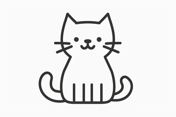 colouring book page, a simple line art drawing of an outline of cat, white background, cute and adorable, cute cartoon style, simple lines, simple shapes, flat design, minimalism, simple, no color, si