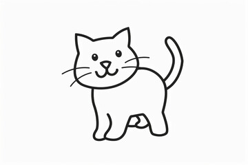 colouring book page, a simple line art drawing of an outline of cat, white background, cute and adorable, cute cartoon style, simple lines, simple shapes, flat design, minimalism, simple, no color, si