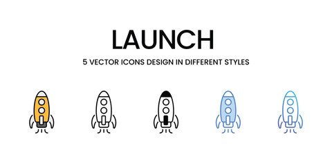 Launch icons vector set stock illustration.