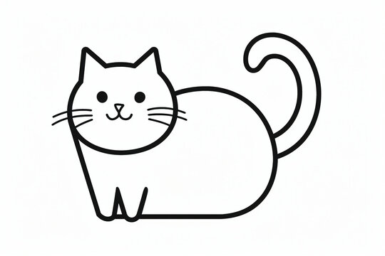 recommend clip art: colouring book page, a simple line art drawing of an outline of cat, white background, cute and adorable, cute cartoon style, simple lines, simple shapes, flat design, minimalism, simple, no color, si