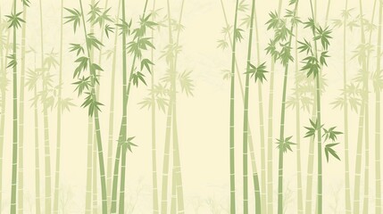 A simple yet detailed vector illustration of a bamboo forest from above, with thin, tall stalks and leaves creating a pattern, and space in the lower third for text.