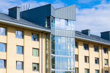 modern glass office building element exterior facade architecture real estate landmark outdoor city scape view