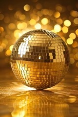 Obraz premium Vibrant disco ball gleaming under lights on radiant and abstract glowing backdrop