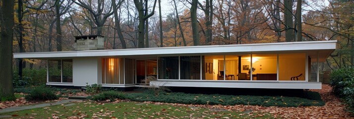 Bauhaus inspired modernist villa  minimalist design with clean lines and visual harmony