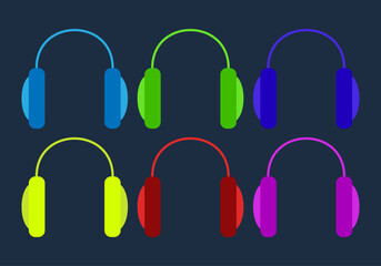 Hoja de iconos de auriculares de varios colores.