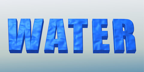 the word water in capital letters with liquid blue texture