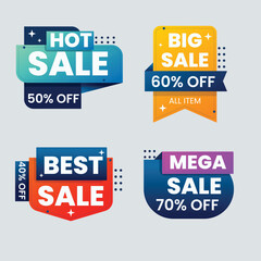 Set of vector red starburst, sunburst badges. Simple flat style vintage labels, stickers with sale discount text. Sale quality tags and labels. Template banner shopping badges.