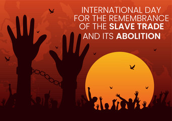 Vector illustration for International Day of the Remembrance of the Slave Trade and its Abolition, Featuring a Handcuff and a Dove in the Background