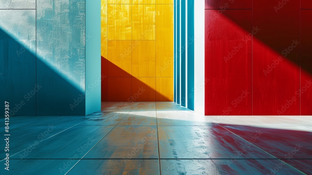 Poster simple geometric shapes and bold colors creating a harmonious composition, the absence of clutter and distractions allowing the viewer's attention to focus on the beauty of the design.