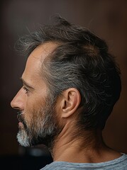 Fototapeta premium Close-up portrait of a bearded man with gray hair and beard