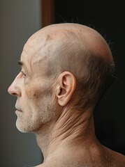 Obraz premium the back view of a person with hair loss 