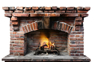 Brick Fireplace isolated on white background
