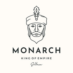 arabian king line art logo vector minimalist illustration design, prince sultan logo design