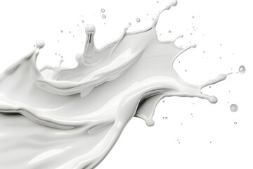 White milk or cream wave splash with splatters and drops isolated on white background