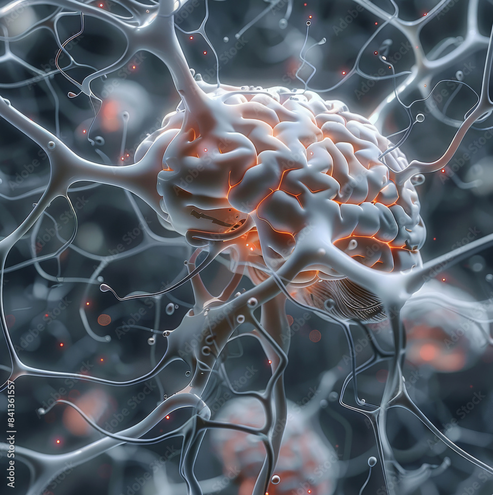 Aufkleber nerves in brain with electrodes. generative ai.