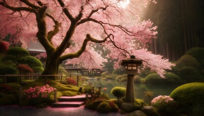Enchanting Cherry Blossom Garden in Spring
